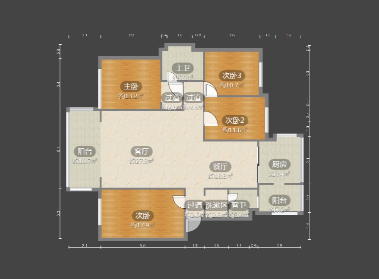 4室2廳2陽臺(tái) 萬源小區(qū)戶型圖
