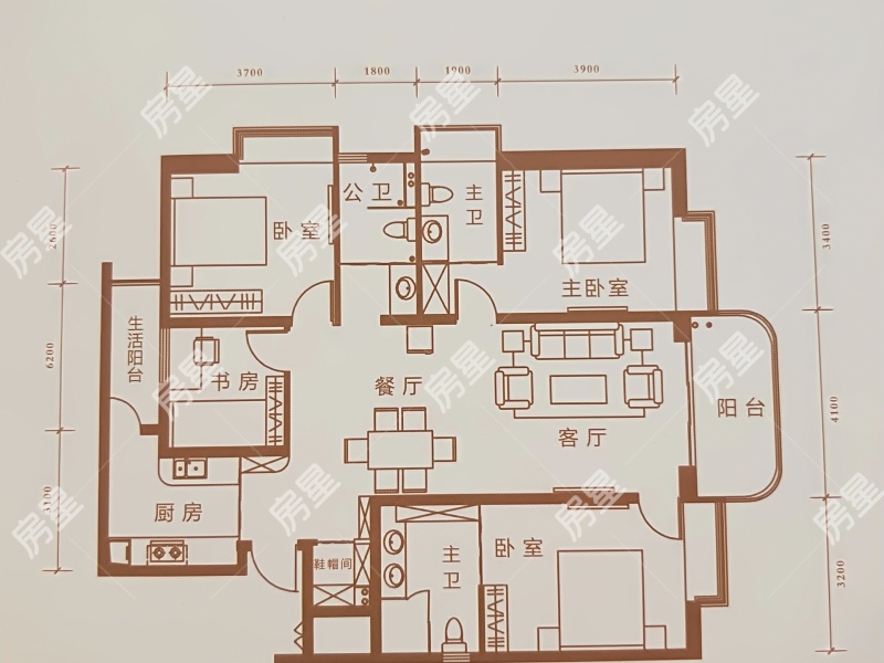 4室2廳2陽臺 江東境界戶型圖
