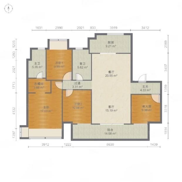 4室2廳2陽(yáng)臺(tái) 美的順城府戶型圖