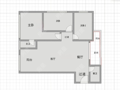3室2廳1陽(yáng)臺(tái) 海畔灣云駿苑