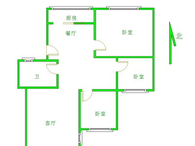 3室2廳1陽臺(tái) 興隆小區(qū)戶型圖