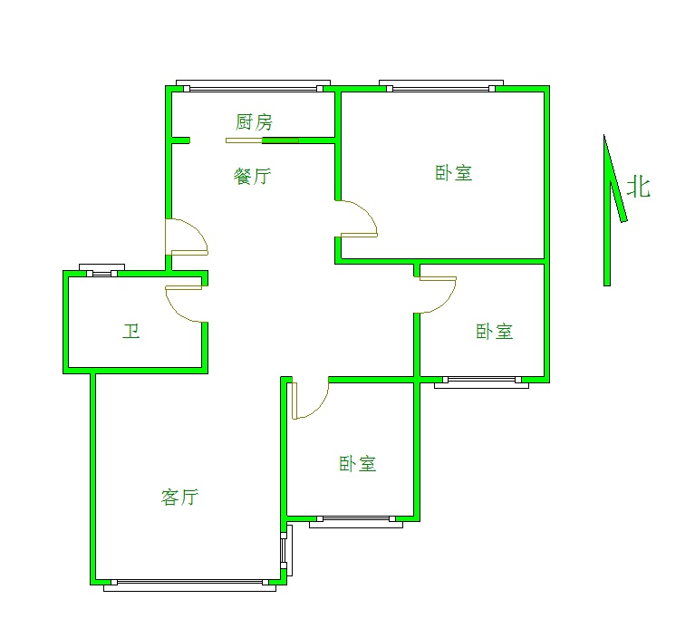 3室2廳1陽臺(tái) 興隆小區(qū)戶型圖