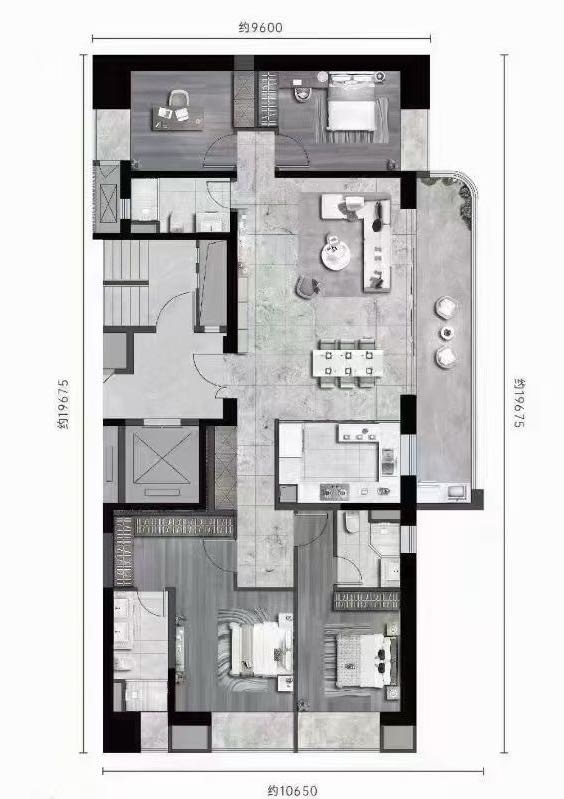 4室2廳2陽臺 龍江金茂府戶型圖