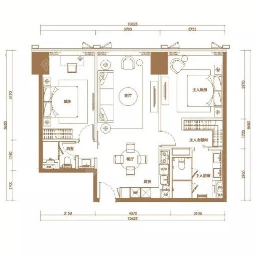 2室2廳 俊發(fā)逸天峰公寓戶型圖