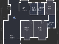 3室2廳 滇池印象花園戶型圖