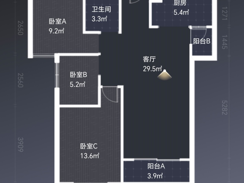 3室2廳1陽臺 碧桂園龍騰世家一期戶型圖