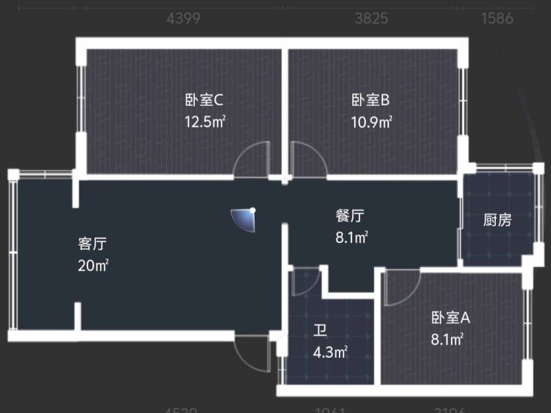 3室2廳1陽臺(tái) 西華小區(qū)春怡里戶型圖