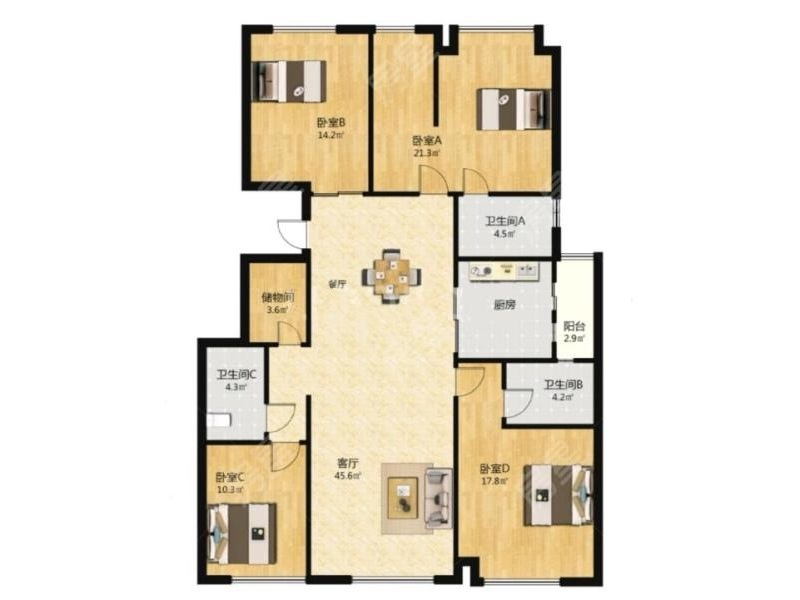 5室2廳2陽臺 實力玖如堂一期戶型圖