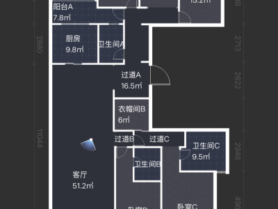 5室2廳2陽臺 俊發(fā)逸天峰
