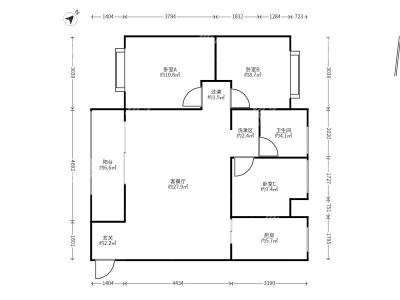 3室2廳1陽(yáng)臺(tái) 金域緹香