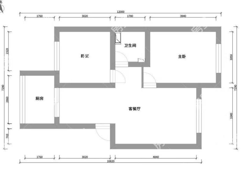 2室2廳1陽臺 白龍苑戶型圖