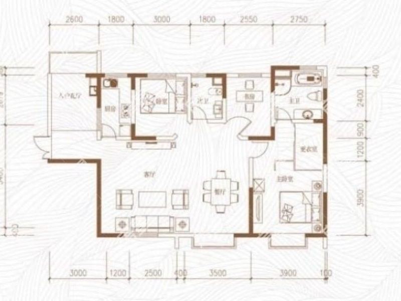 3室2廳2陽臺 新亞洲星云園戶型圖