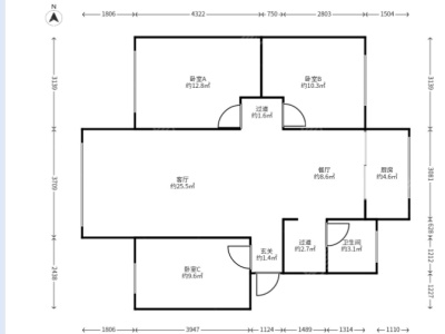3室2廳2陽臺 月牙塘小區(qū)