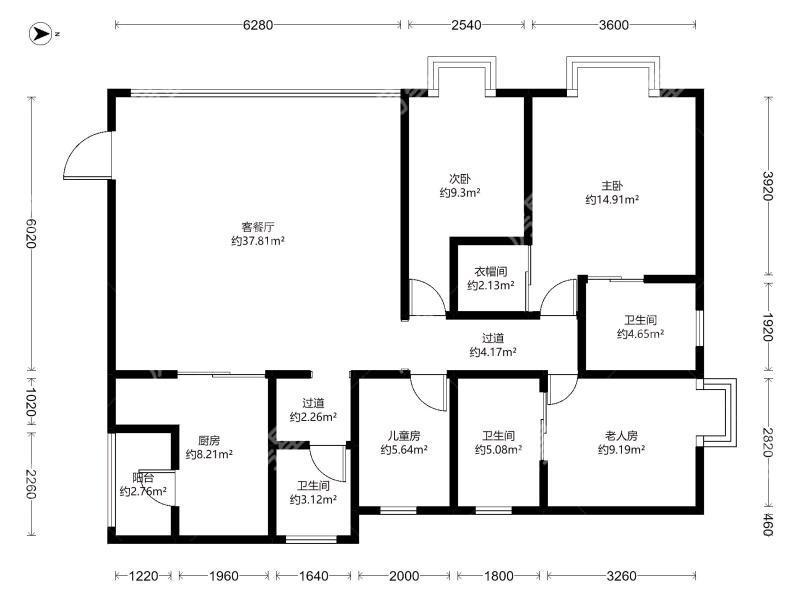 4室2廳2陽(yáng)臺(tái) 云南映象C區(qū)戶型圖