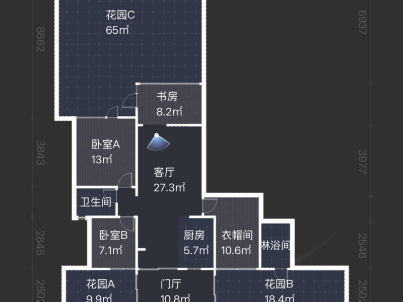 3室2廳1陽臺 滇池衛(wèi)城尚層戶型圖