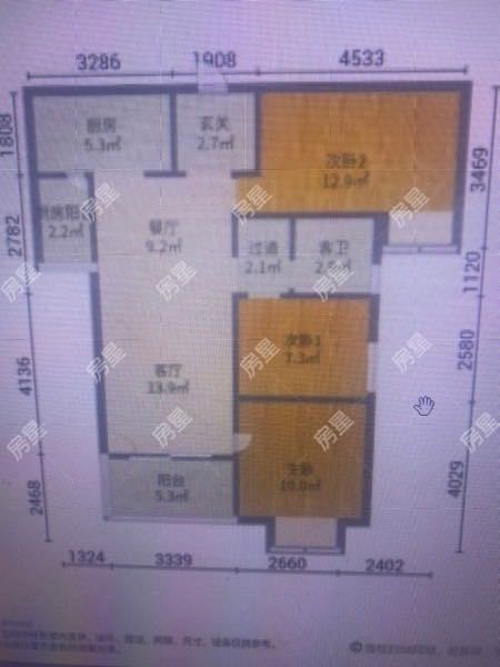 3室2廳1陽臺 海倫堡中央廣場戶型圖