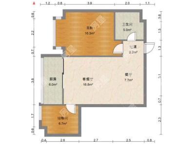 2室2廳1陽臺 中央麗城戶型圖