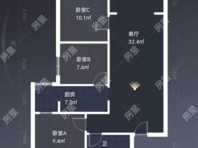 3室2廳2陽臺(tái) 海倫堡中央廣場(chǎng)戶型圖