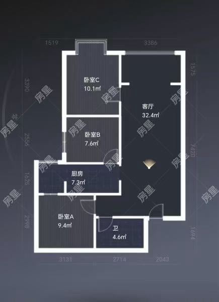 3室2廳2陽臺(tái) 海倫堡中央廣場(chǎng)戶型圖