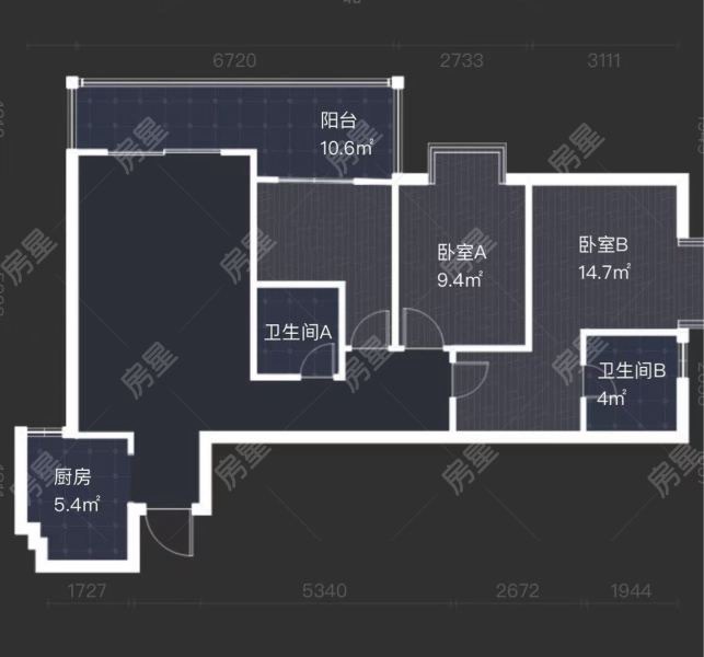 3室2廳1陽臺(tái) 新迎新城戶型圖