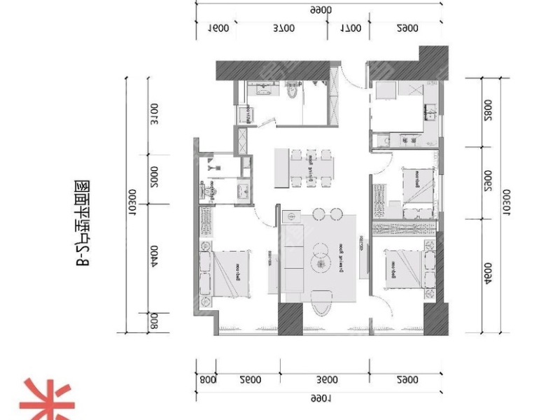 3室2廳 金地十一峯戶型圖