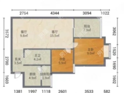 2室2廳1陽臺 假日城市