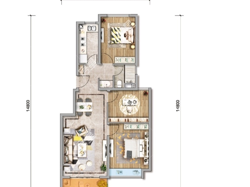 3室2廳2陽臺 綠地滇池國際健康城戶型圖