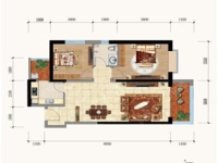 2室2廳1陽(yáng)臺(tái) 金科陽(yáng)光里戶型圖