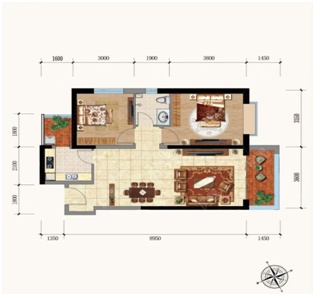 2室2廳1陽(yáng)臺(tái) 金科陽(yáng)光里戶型圖