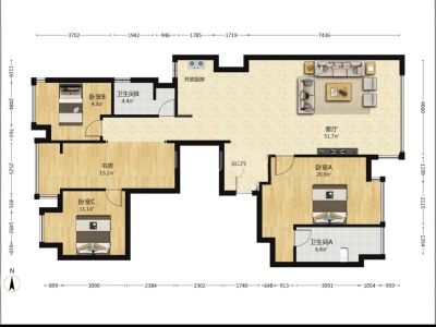 3室2廳2陽臺 京江隱翠
