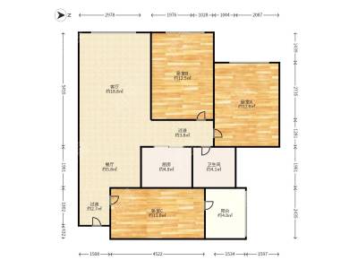 3室2廳1陽(yáng)臺(tái) 藍(lán)光COCO蜜城