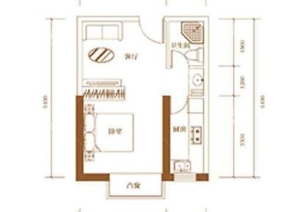1室1廳1陽(yáng)臺(tái) 中房路易公元戶型圖