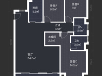 3室1廳1陽臺 大華公園天下時光園戶型圖