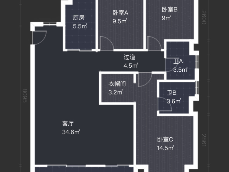 3室1廳1陽臺 大華公園天下時光園戶型圖