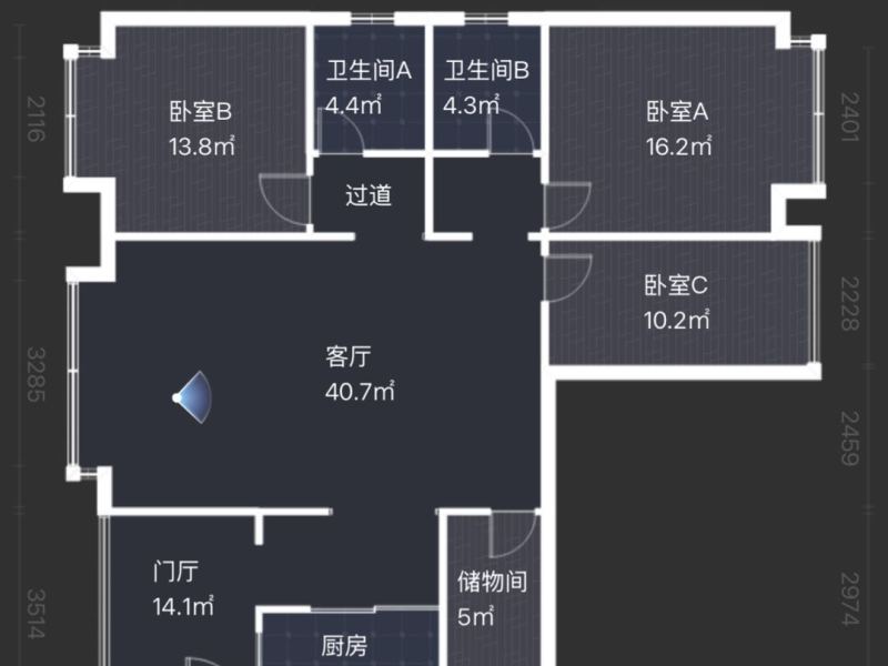 3室2廳 金江小區(qū)云苑戶型圖