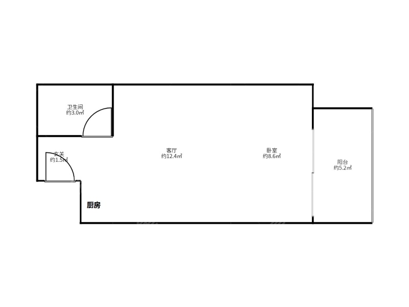1室1廳1陽臺 同德昆明廣場上北區(qū)戶型圖