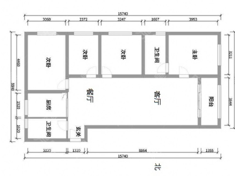4室2廳1陽臺 金尚俊園二期戶型圖