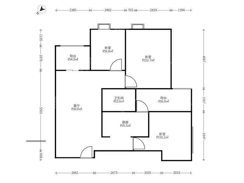 3室2廳 盛高大城一期戶型圖