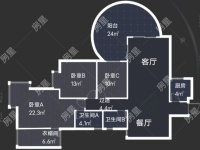 3室2廳2陽臺 滇池泊屋戶型圖