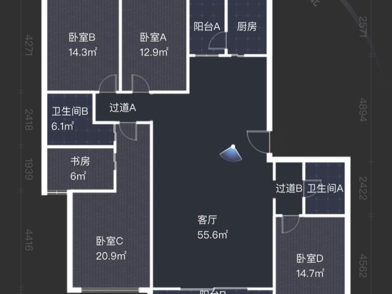 5室2廳2陽(yáng)臺(tái) 世紀(jì)城玉春苑戶型圖