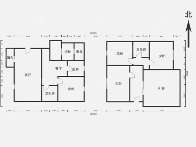 5室2廳3陽臺 北辰小區(qū)杜鵑苑戶型圖