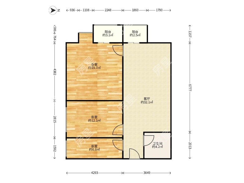 2室2廳2陽臺 SOHO俊園戶型圖