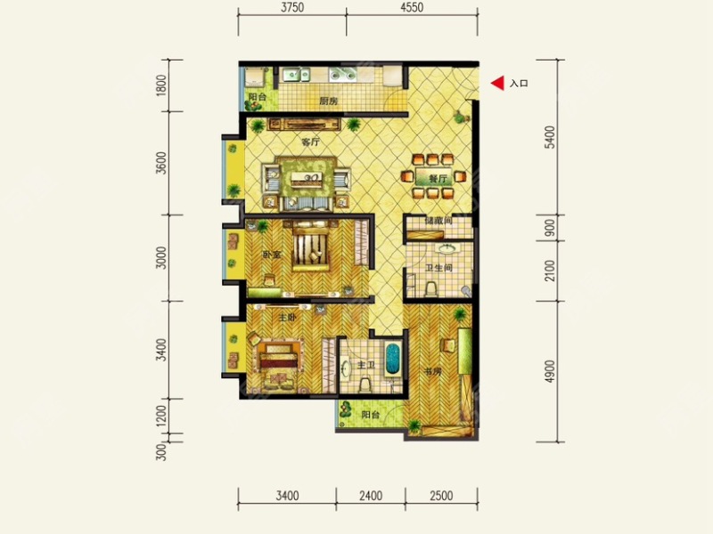 3室2廳 大觀首府戶型圖