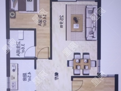 2室2廳1陽臺 銀河北庭