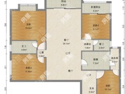 4室2廳1陽臺(tái) 融城優(yōu)郡