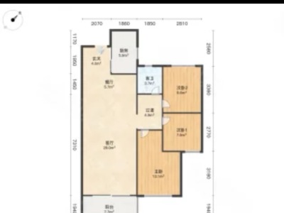 3室2廳1陽(yáng)臺(tái) 金地商置昆悅A1地塊