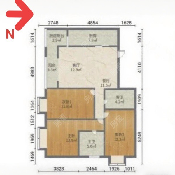 3室2廳 金曇花園戶型圖