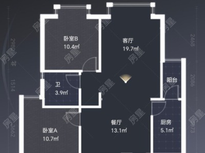 2室2廳1陽臺 醫(yī)大廣場