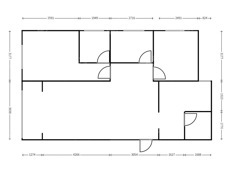 3室2廳1陽臺 溪畔麗景戶型圖