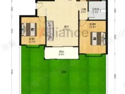 3室2廳1陽臺 理想小鎮(zhèn)戶型圖